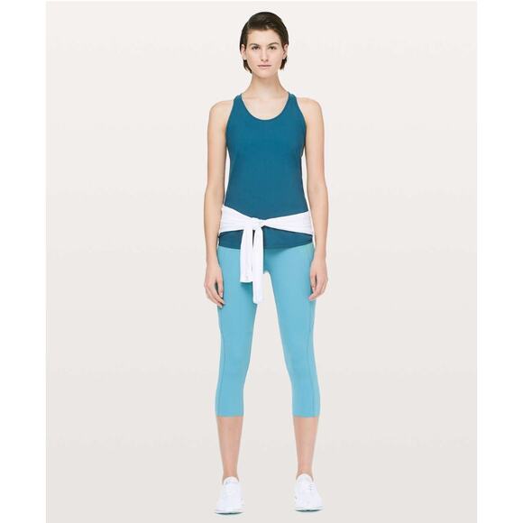 Lululemon Cross Conditioning 2-In-1 Tank Medium Support B/C Cup Carbon Blue Sz 4 - Picture 4 of 10